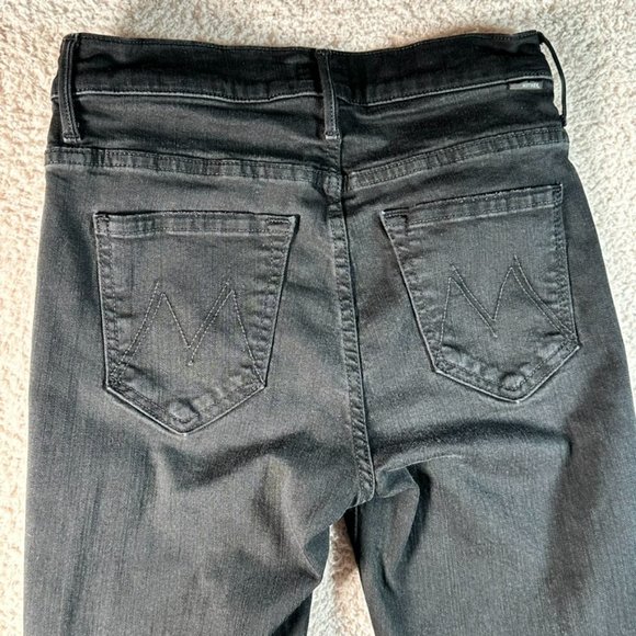 Mother The Weekender Fray Flare Jeans Black Distressed Size 25 Boho Hippie Lux - Picture 4 of 14